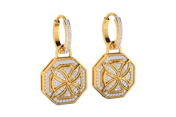 Vania Diamond Dangle Earrings in gold with removable hoops